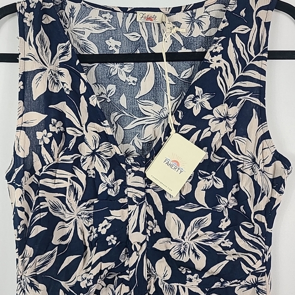 NWT FAHERTY Sorrento Sleeveless Floral Maxi Dress Blue Beige Boho Sz S NEW $228 - Picture 2 of 9